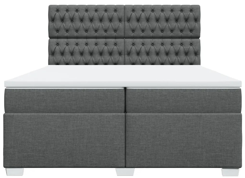 Cama com molas/colchão 200x200 cm tecido cinzento-escuro