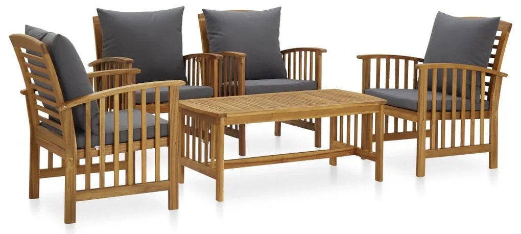 5 pcs conjunto lounge de jardim com almofadões acácia maciça
