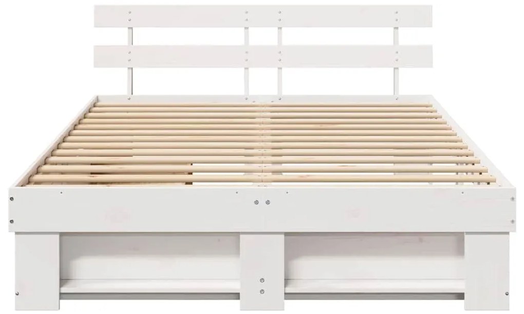 Estrutura da Cama Branco 140 x 200 cm Madeira de Pinheiro
