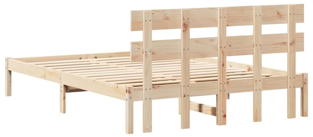 Estrado de Cama com Cabeceira 140x200 cm Madeira Maciça de Pinho