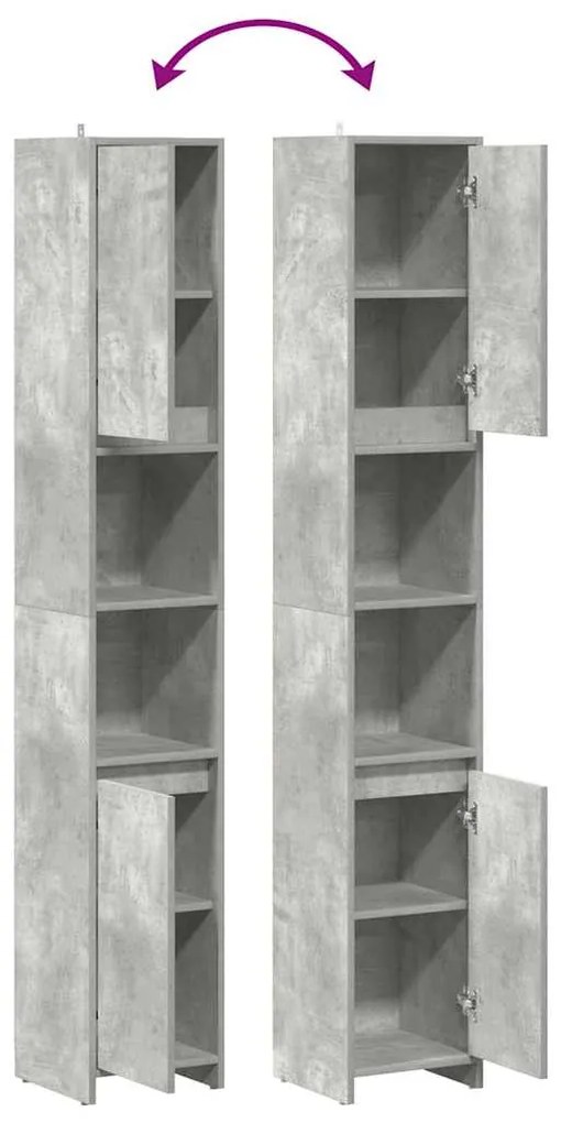 Armário casa de banho 30x30x183,5 cm contrapl. cinzento cimento