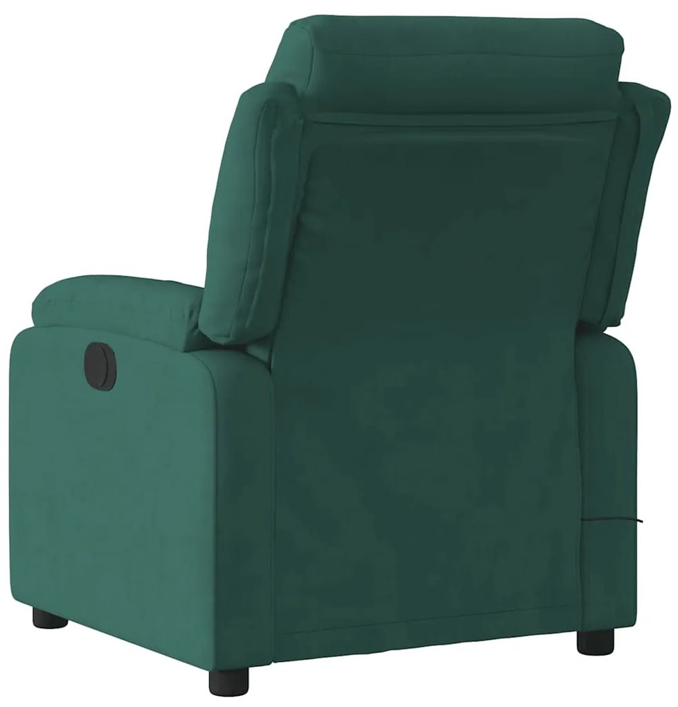 Poltrona de massagens reclinável veludo verde-escuro