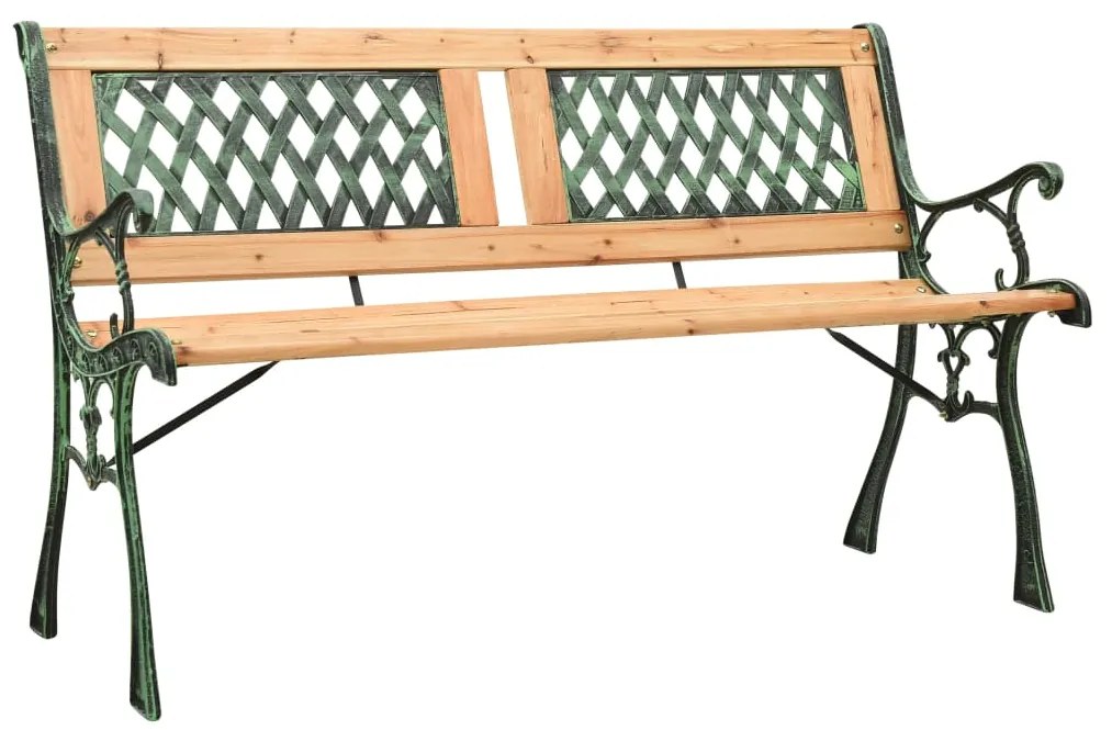 Banco de jardim 122 cm ferro fundido e madeira de abeto maciça