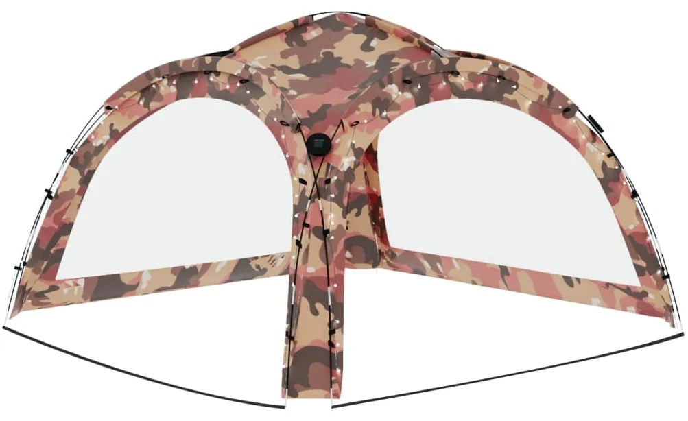 Tenda festas LED e 4 paredes laterais 3,6x3,6x2,3 m camuflagem