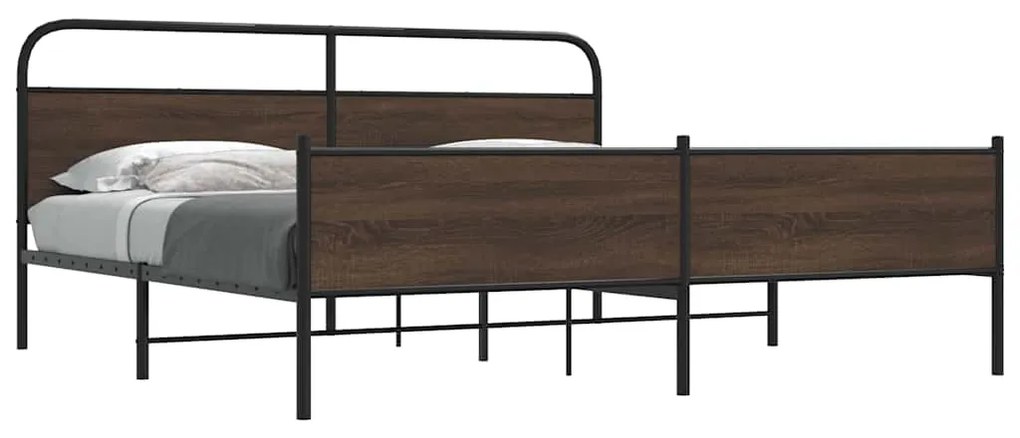 Estrutura cama sem colchão 180x200 cm metal carvalho castanho