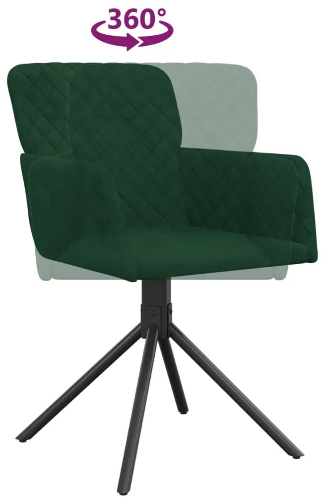 Cadeiras de jantar giratorias 2 pcs veludo verde-escuro