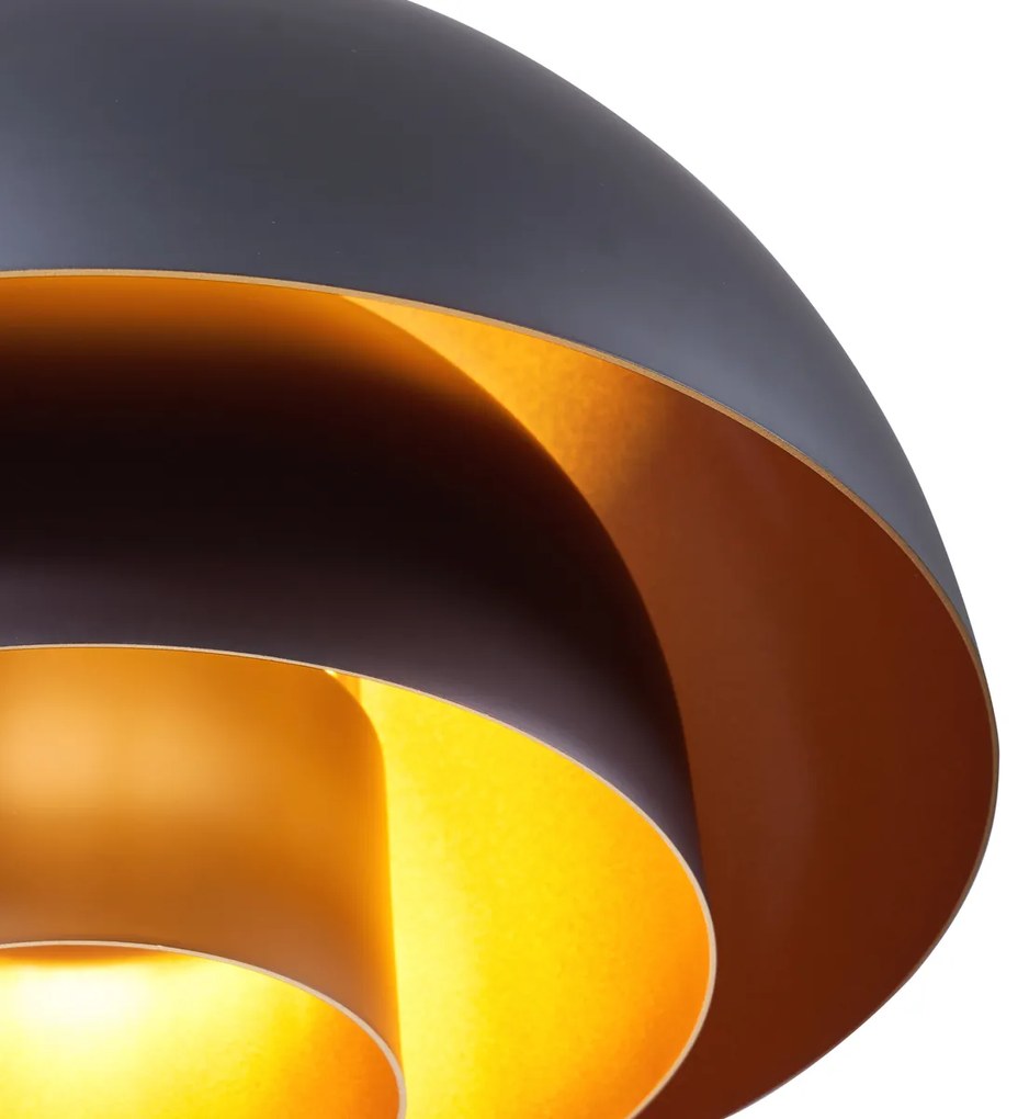 Candeeiro suspenso moderno preto com interior dourado - Loes