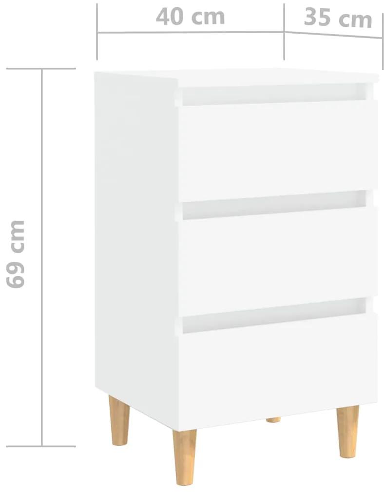 Mesa de cabeceira c/ pernas em madeira maciça 40x35x69cm branco