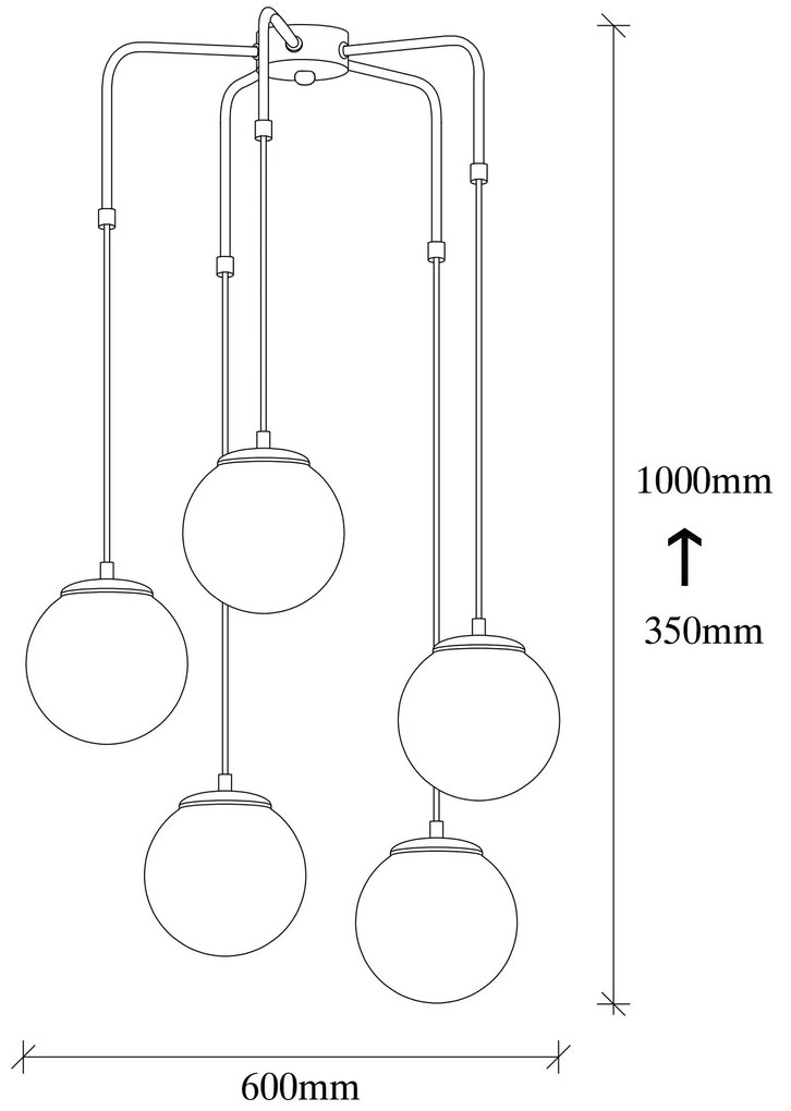Candeeiro de Teto Uzum – Preto e Branco – 60 cm de Diâmetro, 100 cm de