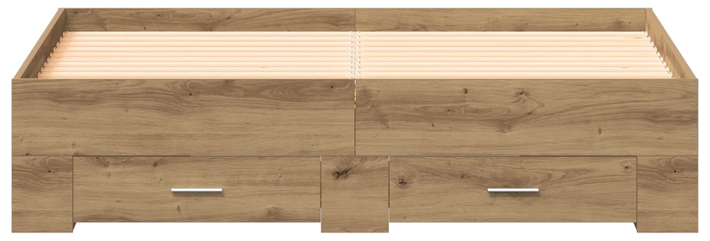 Cama com Gavetas vidaXL Carvalho Artisan 135x190 cm Madeira Revestida