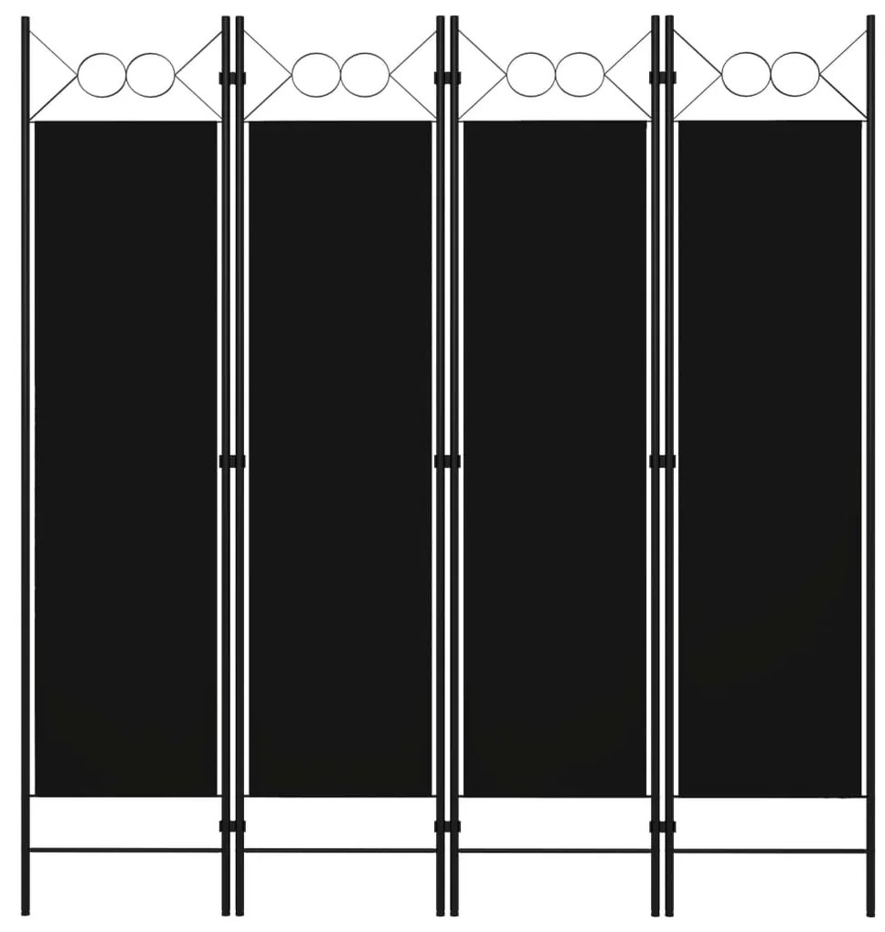 vidaXL Divisória de quarto com 4 painéis 160x180 cm preto