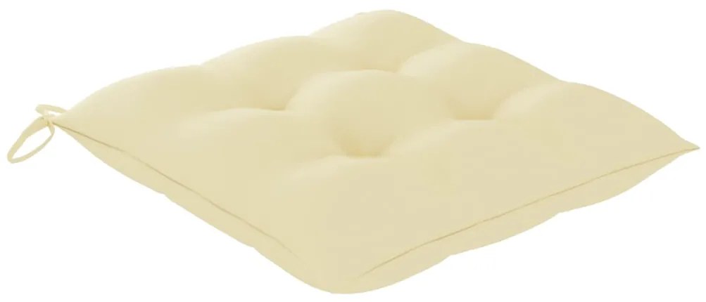 Cadeiras de jardim c/ almofadões branco creme 2 pcs teca maciça