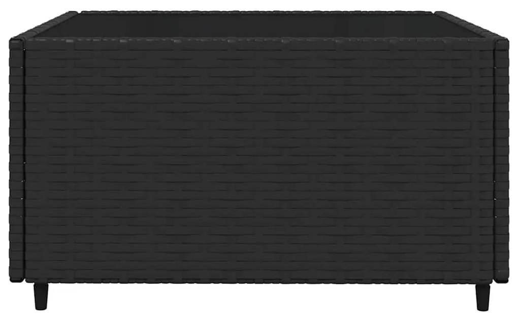 4 pcs conjunto lounge de jardim c/ almofadões vime PE preto