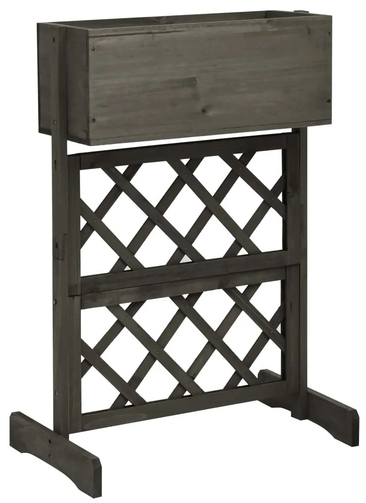 vidaXL Vaso com treliça para jardim 45x30x74 cm abeto maciço cinzento