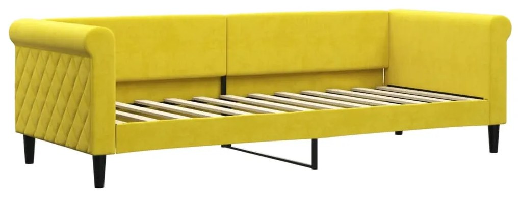 Sofá-cama com colchão 80x200 cm veludo amarelo