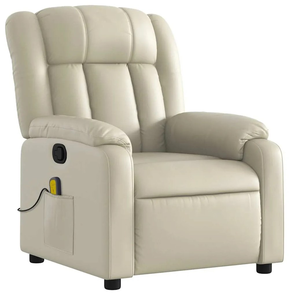 Poltrona de massagens reclinável couro artificial cor creme