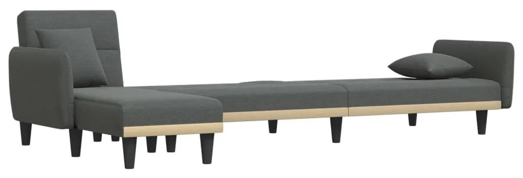 Sofá-cama Chaise Longue 275x140x70 cm tecido cinzento-escuro