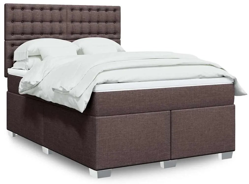 vidaXL Cama com molas/colchão 140x190 cm tecido castanho-escuro