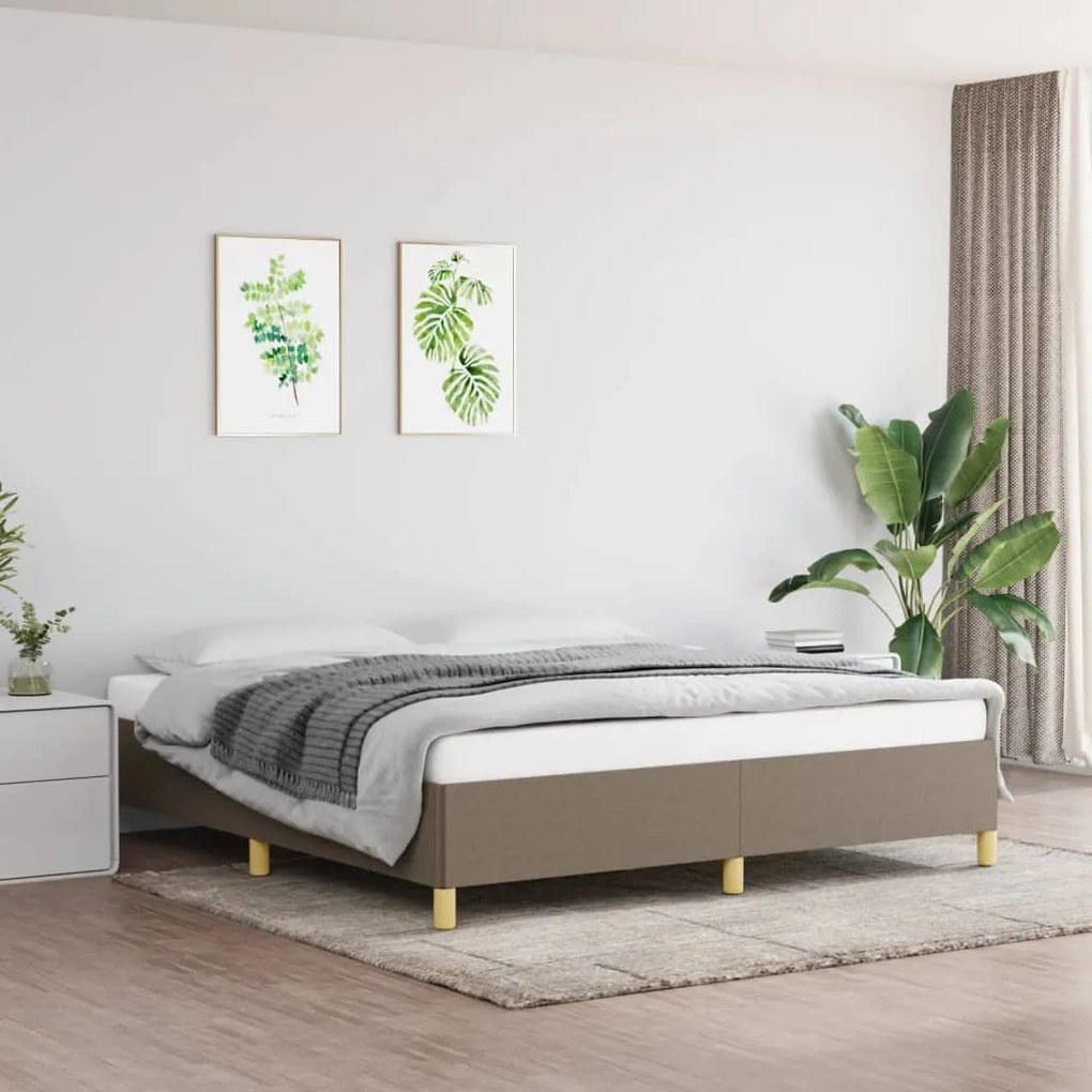 vidaXL Estrutura de cama com molas 160x200 cm tecido castanho-acinzentado