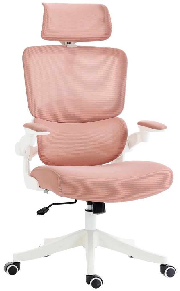 Cadeira de Escritório Giratória de Malha Cadeira de Escritório Basculante com Encosto Alto 62x58x120-133 cm Rosa