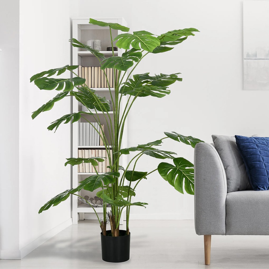 Planta artificial, árvore artificial altura 180 cm, Monstera deliciosa com vaso incluído, para interior, verde
