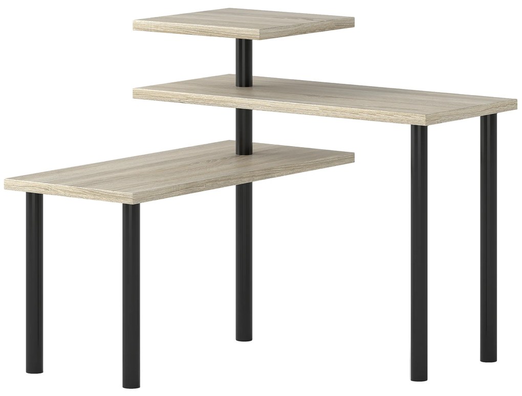 Prateleiras de Cozinha de 3 Níveis Estante de Cozinha com 3 Prateleiras Giratórias Estrutura de Metal e Design em Degraus 40x18x36,5 cm Madeira