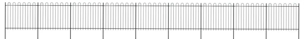 Cerca de jardim com topo em aros 15,3x1,5 m aço preto