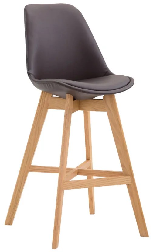 Banco de bar Cannes em couro sintético e com estrutura de Cor Natural 48 x 112 x 56 cm Castanho