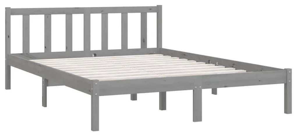 Estrutura de cama king 150x200 cm pinho maciço cinzento