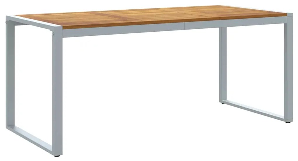 Mesa de Jantar Externa vidaXL Cinza 180x90x75 cm Aço e Madeira Sólida