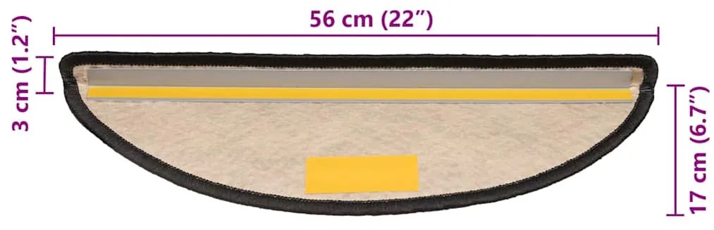 Tapetes escada adesivos aspeto sisal 30 pcs 56x17x3cm antracite