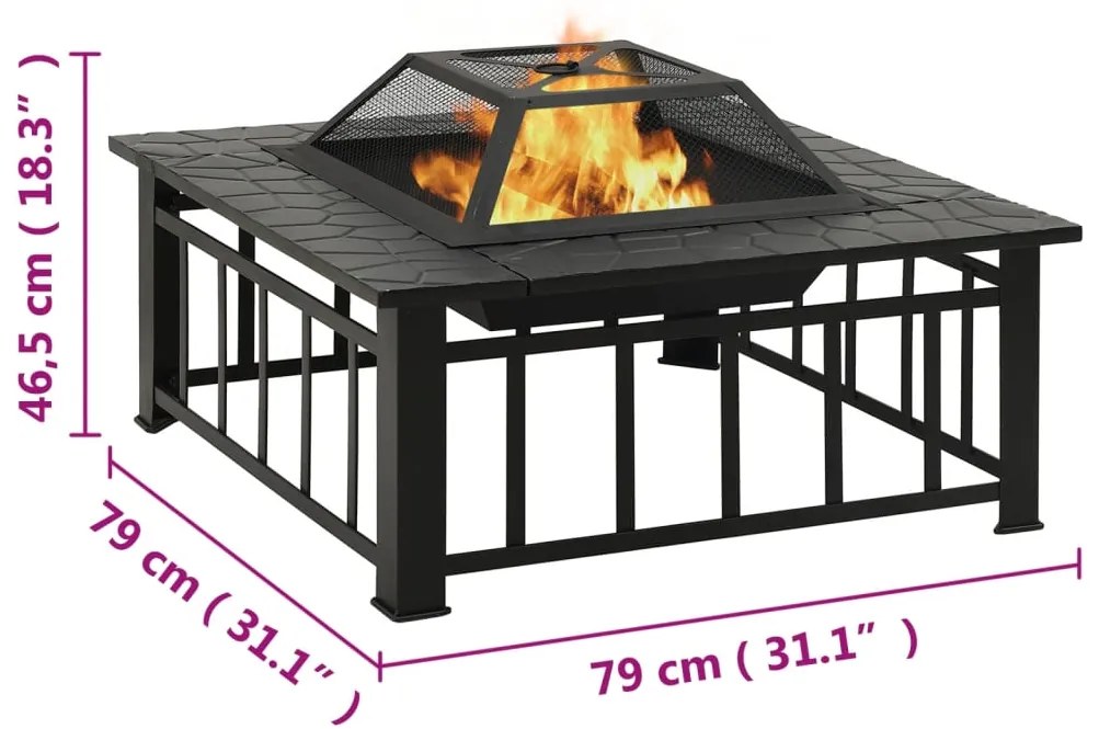 Braseira com atiçador 79x79x46,5 cm XXL aço