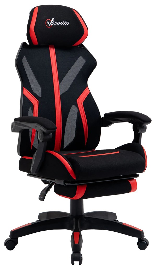 Vinsetto Cadeira Gaming Apoio Pés Retrátil Escritório Reclinável Confortável Apoio Cabeça Altura Ajustável Ergonomia | Aosom Portugal