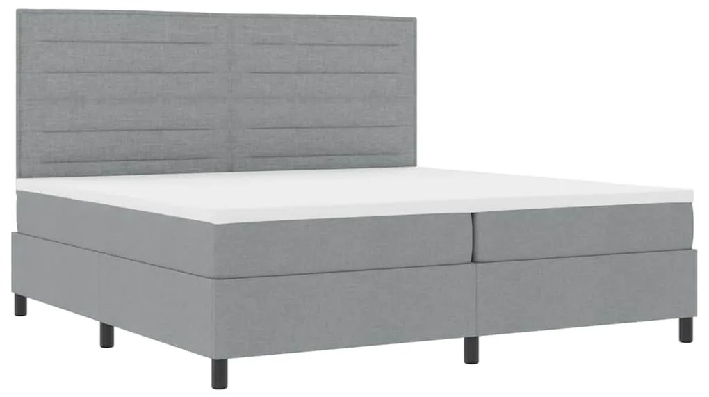 Cama Box Spring com Colchão Cinza Claro 200x200 cm Tecido