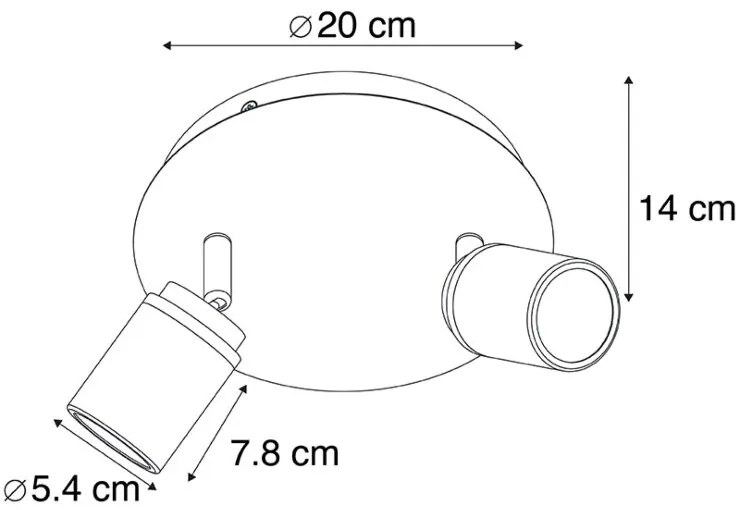 Foco banheiro moderno 2 luzes IP44 latão - DUCHA Moderno