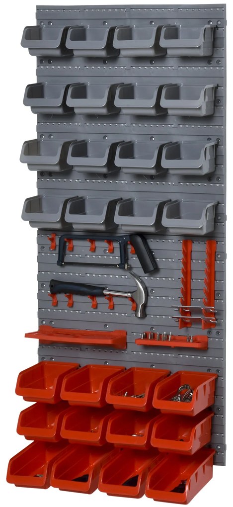 DURHAND Organizador de ferramentas com caixas e ganchos 63,5x22,5x95,5cm cinza e vermelho
