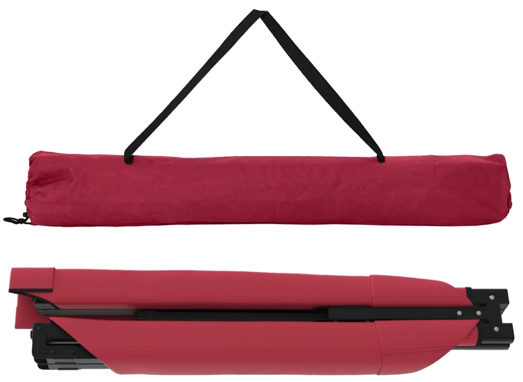 Cama de Sol Dobrável com Bolsa de Transporte Vermelha Tecido Oxford 60