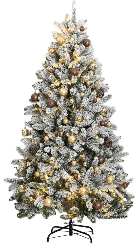 Árvore Natal artificial articulada c/ 300 luzes LED+bolas 180cm