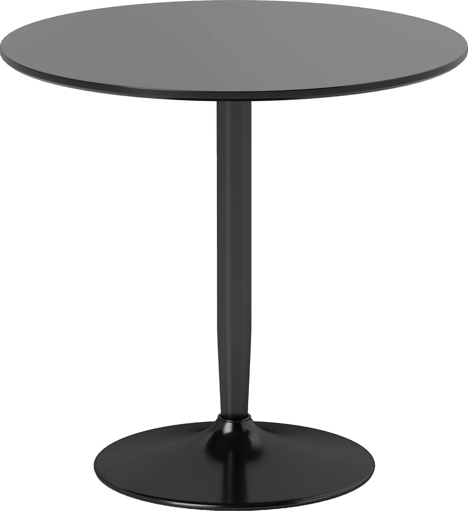 HOMCOM Mesa de jantar para 2 pessoas, tampo redondo Ø80 cm, MDF e aço, antiderrapante, Preto, 75H cm | Aosom Portugal