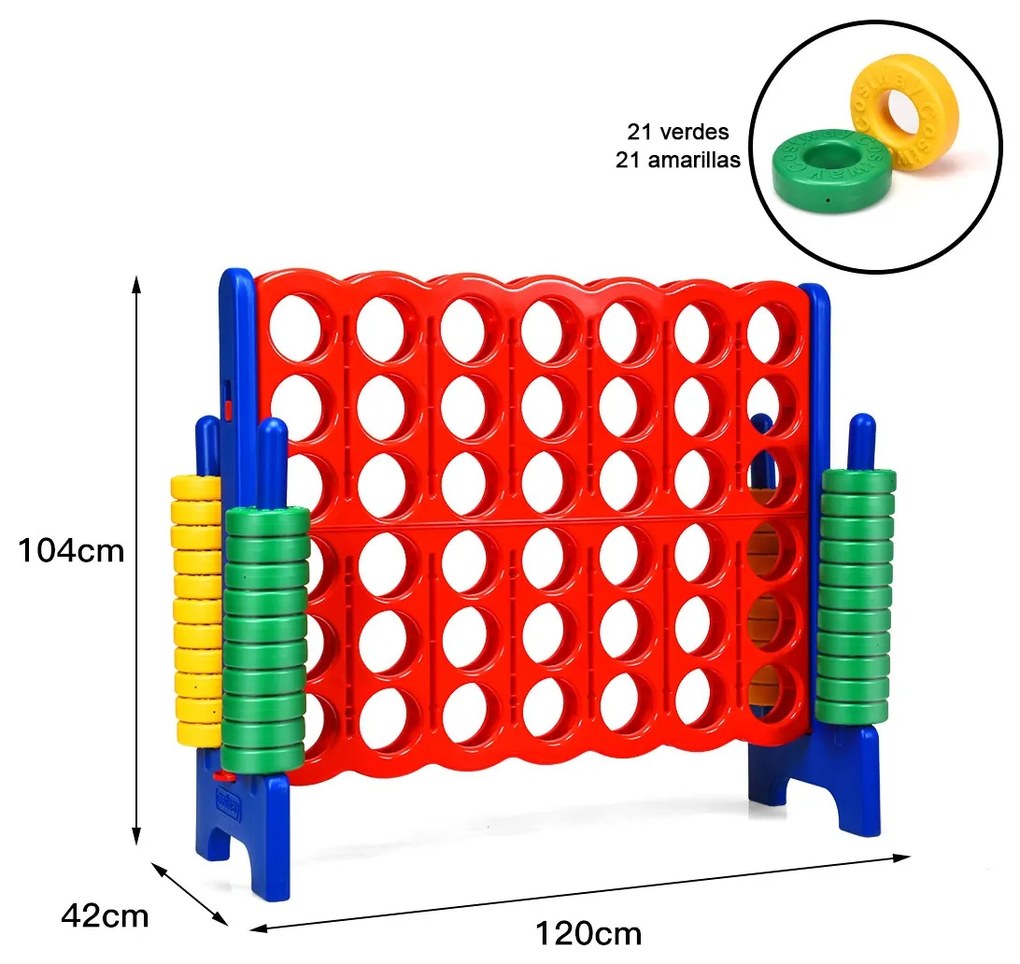 Jogo gigante Conecta 4 em linha gigante para interior e exterior para crianças e adultos 120 x 42 x 104 cm Azul