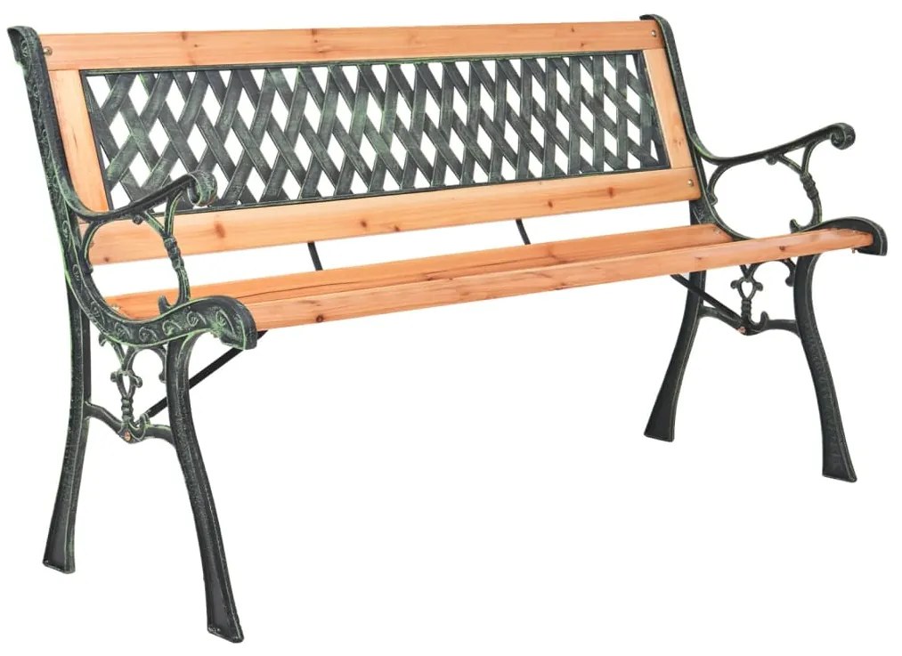 Banco de jardim 116 cm ferro fundido e madeira de abeto maciça