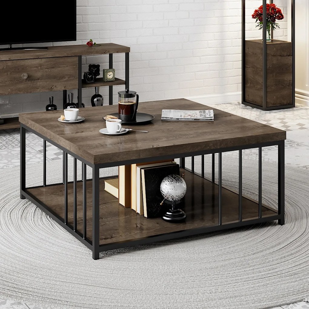 Mesa de Centro Zenn – Nogueira Preta – 90x90x40 cm