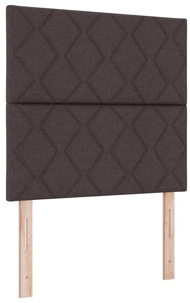 Cama Box com Colchão e LED Castanho 90x200 cm, Tecido