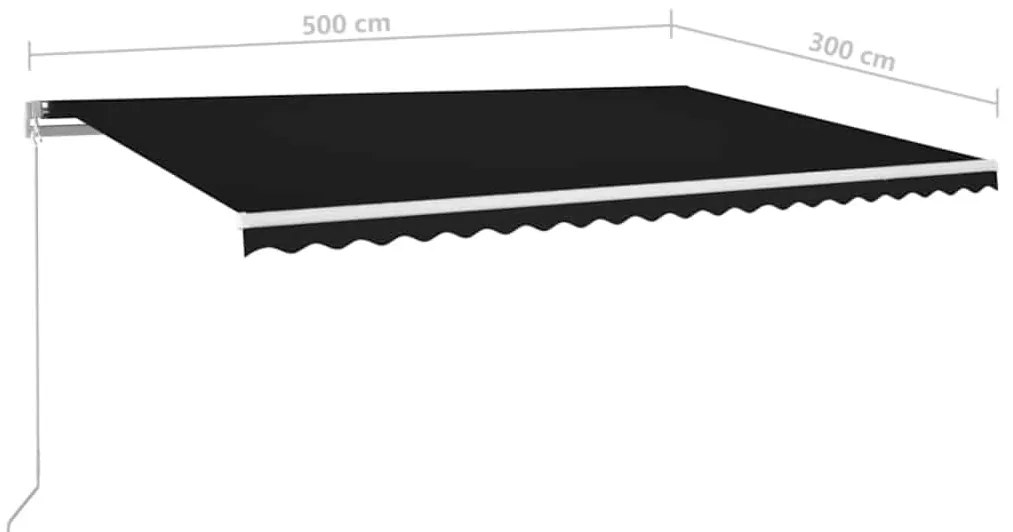 Toldo retrátil manual com LED 500x300 cm antracite