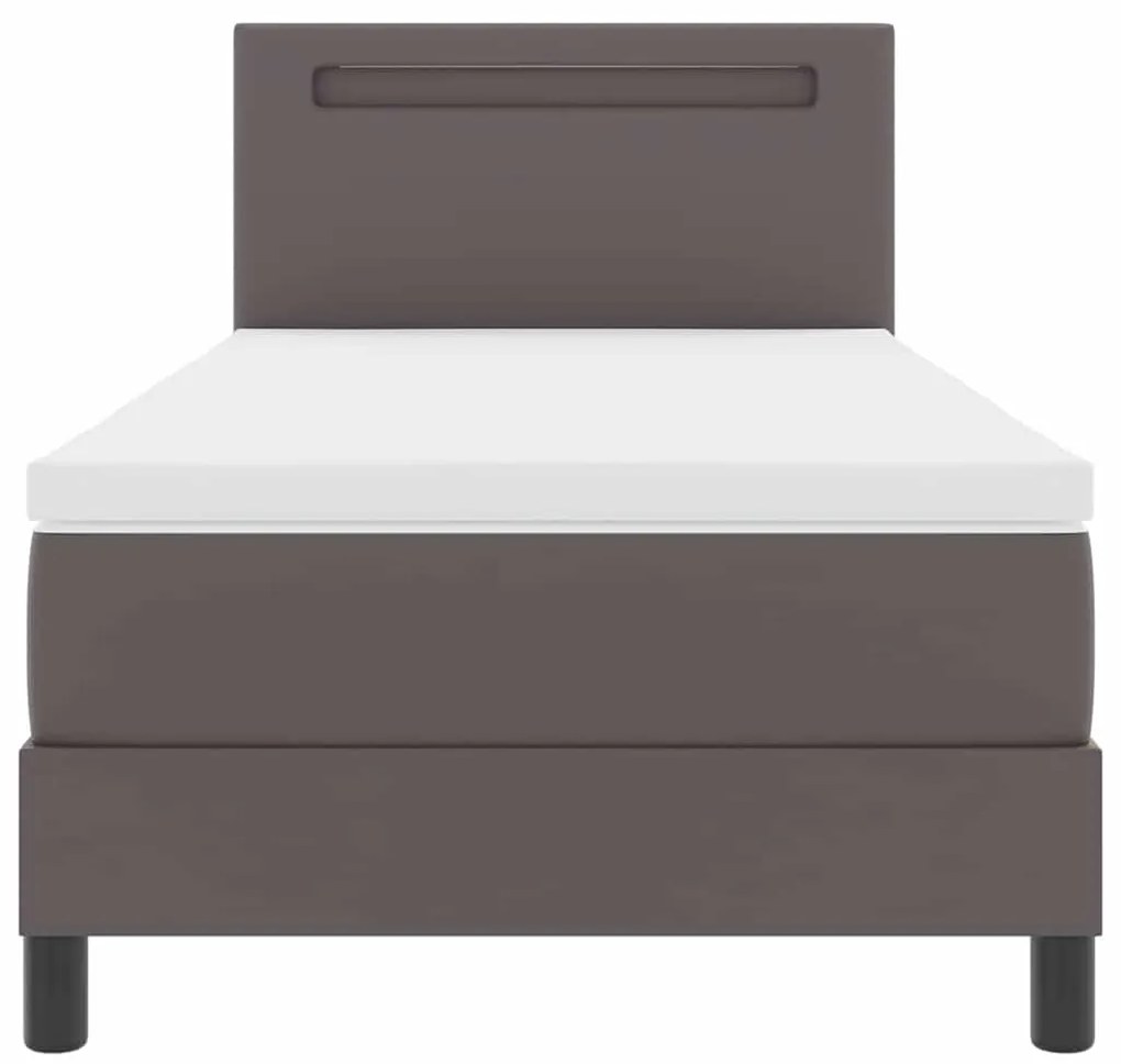 Cama Box com luzes de tira LED Manual Cinza e Branco 90 x 190 cm