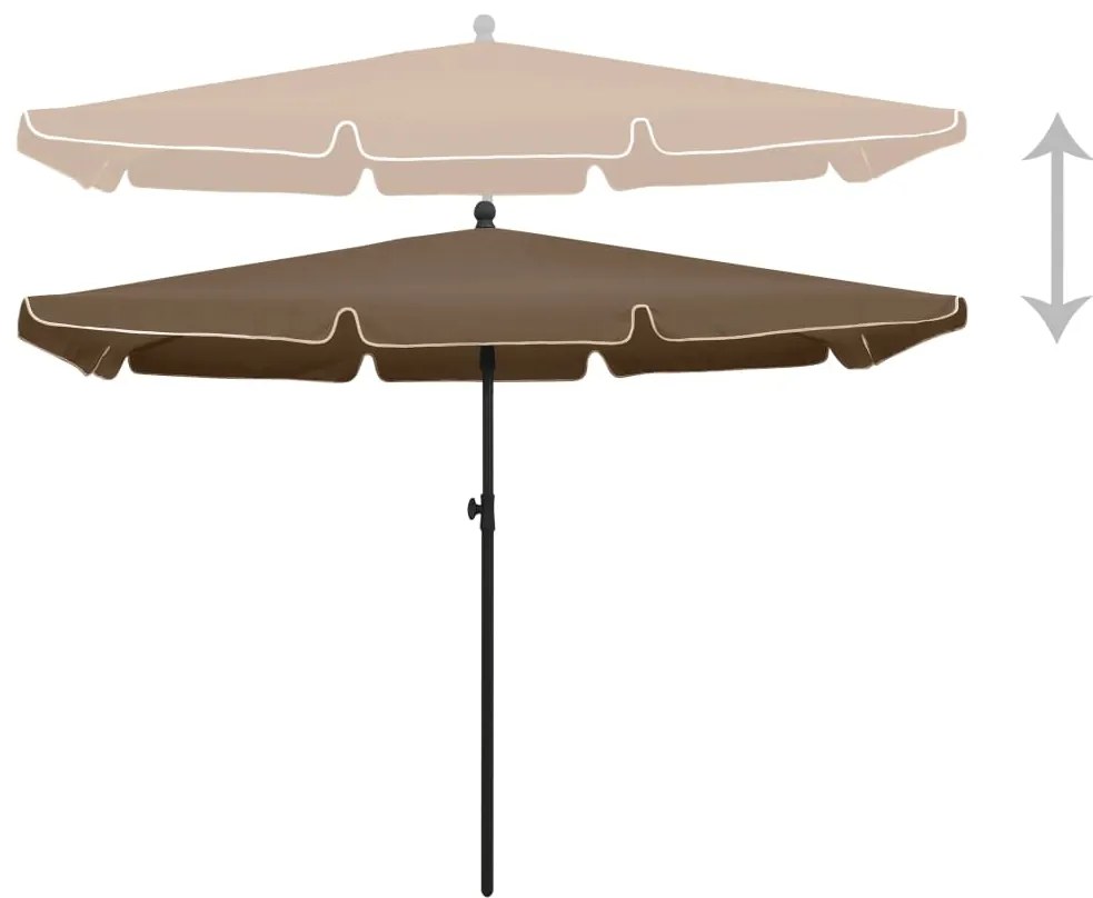 Guarda-sol de jardim c/ mastro 210x140 cm cinzento-acastanhado