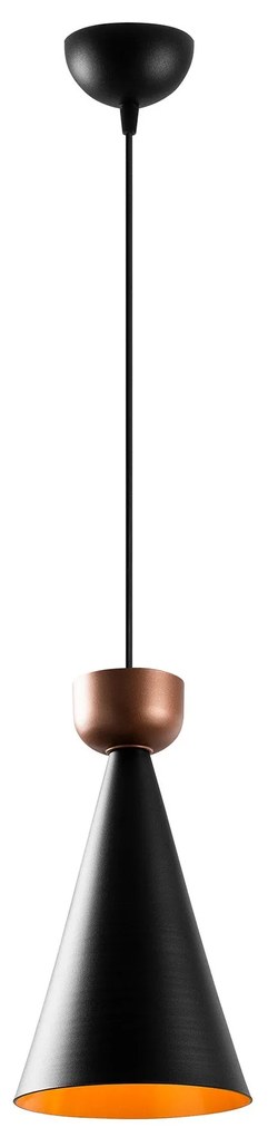 Candeeiro Suspenso Dodo – Preto e Cobre – 19 x 19 cm