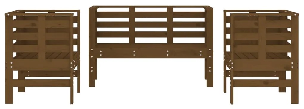 3 pcs conjunto lounge jardim madeira pinho maciça castanho-mel