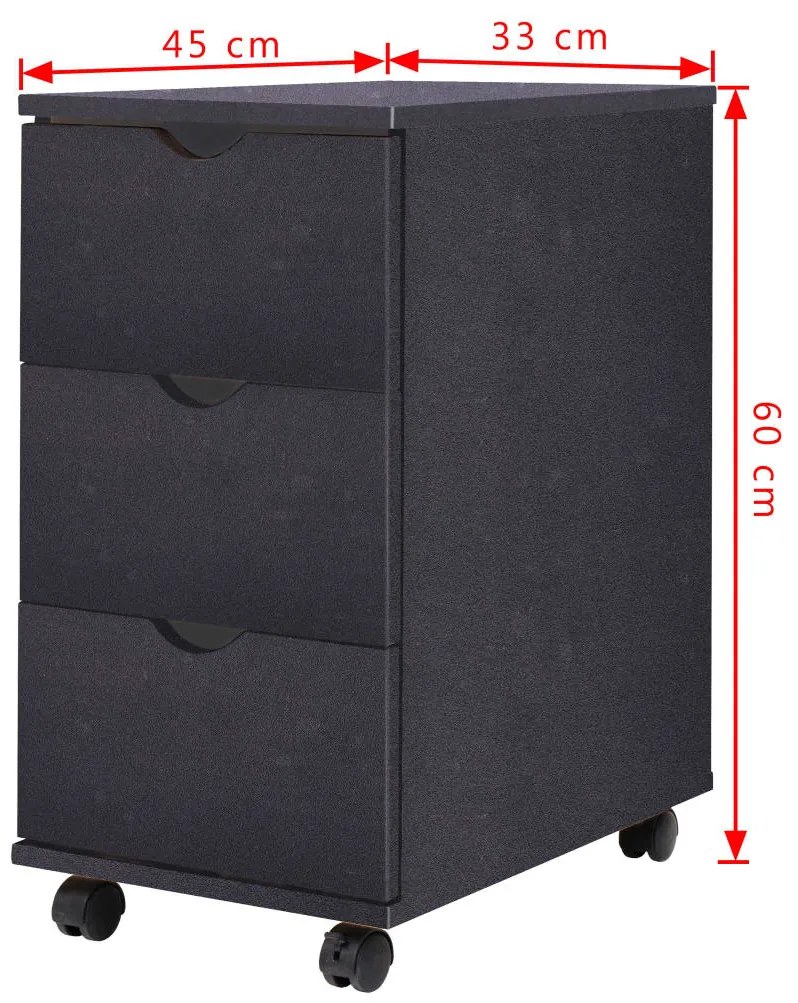 Unidade de gavetas 33x45x60 cm preto