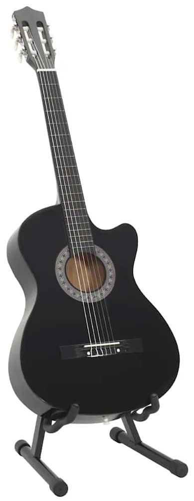 12 pcs conjunto de guitarra clássica com 6 cordas 38" preto